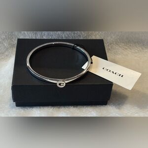 NWT Coach Silver Bangle with Logo Charm